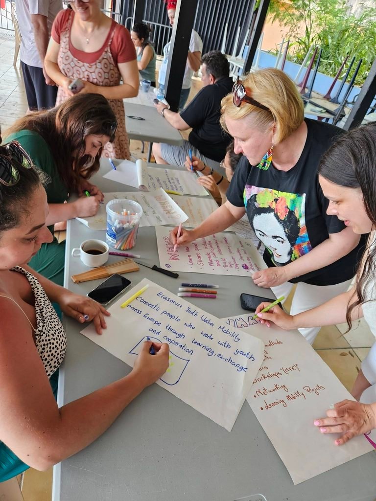 Participants collaborating on a youth-work planning exercise during the BRIDGES seminar
