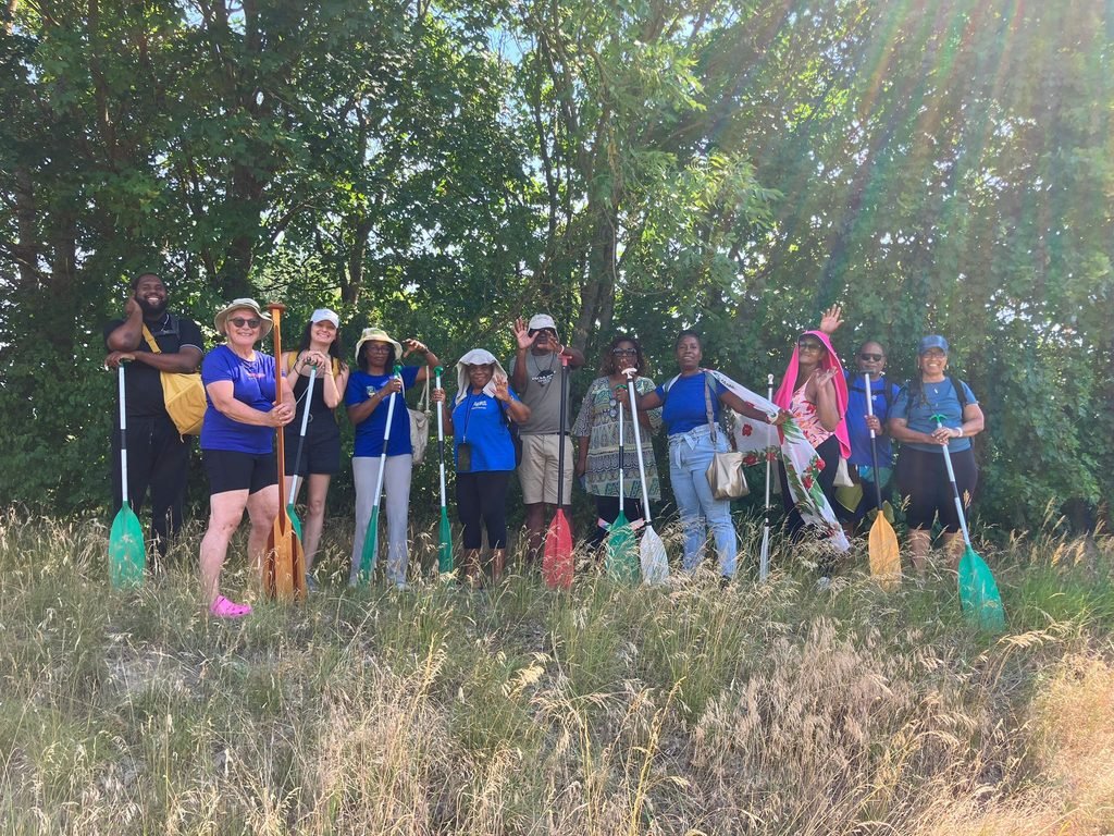 AgriSkills participants taking part in a collaborative outdoor paddling activity